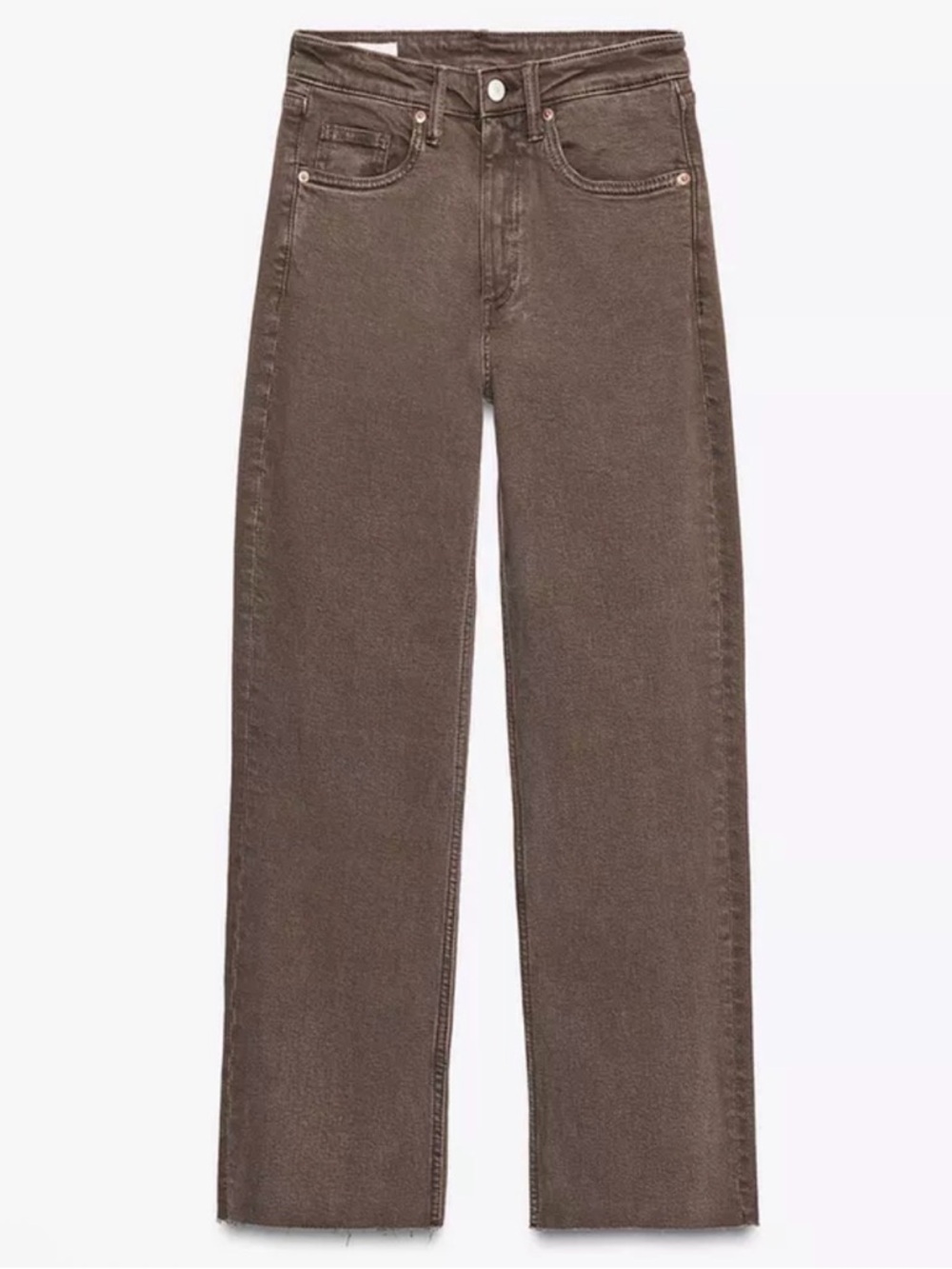 ZARA HIGH WAIST - CROPPED JEANS BROWN - 2